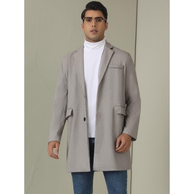 Lars Amadeus Men's Classic Fit Single Breasted Winter Herringbone Trench Coat Gray Medium — фото 2