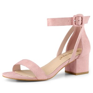 Allegra K Women's Open Toe Adjustable Ankle Strap Block Low Heel Sandals - 1 of 4