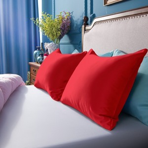 2 Pack Satin Pillowcases, Skin-Friendly Luxury Pillow Cases with Hidden Zipper - NTBAY - 1 of 4