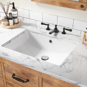 Whizmax Bathroom Vessel Sinks, Bathroom Sink, Ceramic Lavatory Vanity Vessel Sink with Overflow, Rectangle Sink, White - 1 of 4