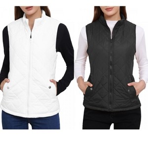INSPIRE CHIC Women's Stand Collar Lightweight Gilet Quilted Zip Vest 2 Packs - 1 of 4