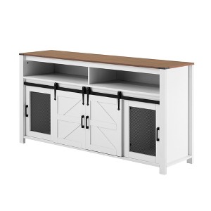Dexmalle Farmhouse Buffet Sideboard with Sliding Barn Door and Mesh Panels - 1 of 4