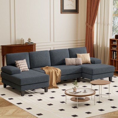 MOONMISS 110" U-Shape Modern Sofa with Double Chaise, Modern Lounge Sleeper for Living Room, Bedroom