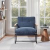 GlasFlength Accent Chairs pholstered Wood Accent Arm Chair Reading Chair Vanity Chair with Storage Bag Living Room Chair, Blue, 29.13"*29.92"*35.28" - 2 of 4
