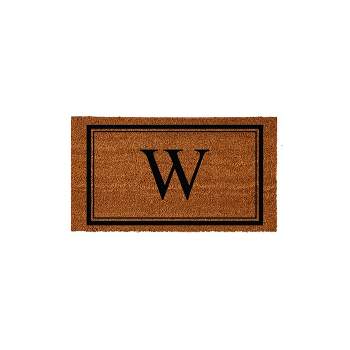 Evergreen Monogram Indoor Outdoor 100% Natural Coir Doormat 28" x 16" |  Letter  "W"