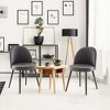 Costway Set of 2 Modern Dining Chairs Linen Accent Mid-back Armless with Wood Legs Grey\Green - 2 of 4