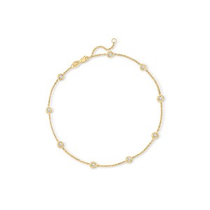 Ross-Simons 0.50 ct. t.w. Diamond Station Anklet in 14kt Yellow Gold Size 9 - 1 of 4