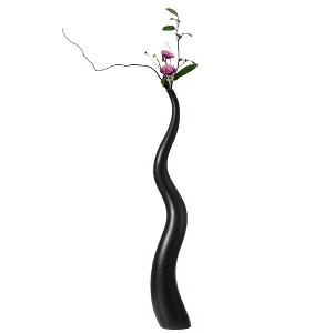 Uniquewise Tall Animal Horn Shape Floor Vase: Elegant Ceramic Black Accent for Entryway, or Living Room Decor - Nature-Inspired Modern Antler Design - 1 of 4