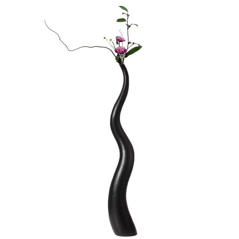 Uniquewise Tall Animal Horn Shape Floor Vase: Elegant Ceramic Black Accent for Entryway, or Living Room Decor - Nature-Inspired Modern Antler Design, 1 of 9