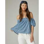 Lucky Brand Women's Sqaure Neck Printed Top