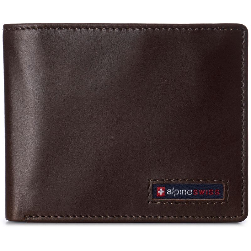 Alpine Swiss Nolan Mens RFID Protected Bifold Wallet Genuine Leather Comes in a Gift Box, 1 of 6