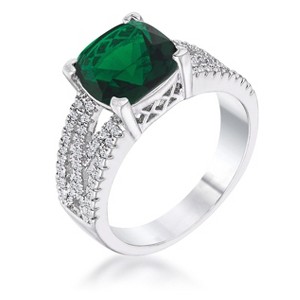 Slickblue 3 Ct. Cushion Cut CZ Engagement Ring, Rhodium Plated Criss-Cross Band, Multiple Color Options, Sizes 5-10 - 1 of 3