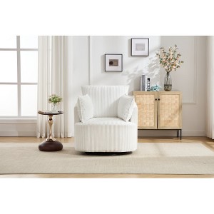 Lyngins Swivel Accent Chairs with Backrest,Upholstered Swivel Barrel Chairs,Sofa Chairs for Bedroom,Living Room - 1 of 4