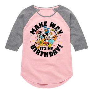 Girls' - Disney - Make Way It's My Birthday Shirt Tail Raglan Graphic T-shirt - 1 of 3