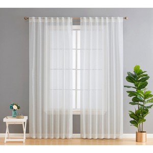 HLC.ME Lauren Semi Sheer Light Filtering Transparent Pocket Top & Back Tab Lightweight Window Curtain Panels, Set of 2 - 1 of 4