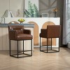 Bar Stools Set Of 2 Extra Tall Modern 36"Bar Stool,Square Bar Stool With Metal Frame Armrest Counter Stool With Backrest-Cuddlewood - 3 of 4