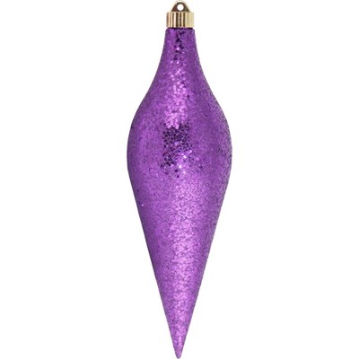 Christmas by Krebs Purple Long Drop Shatterproof Glitter Christmas Ornament 12.5" (320mm)