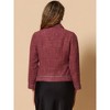 INSPIRE CHIC Women's Point Collar Long Sleeve Contrast Trim Button Down Work Office Jacket - 3 of 4