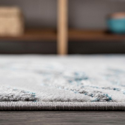 Abstract Swirl 4' x 6' Gray Synthetic Easy-Care Area Rug