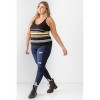 Slickblue Women's Plus Size Ruffle Strap Tank Top, Ribbed Knit, V-Neck Sleeveless, Black/Mustard, Size XL-3XL - 3 of 4