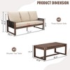 YARDSIGHT 2-Piece Patio Sofa Set with Coffee Table, Wood Frame and Wicker Outdoor Couch with Thick Cushions - 3 of 4