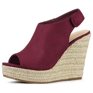 Allegra K Women's Espadrille Platform Heeled Wedges Sandals - 1 of 4