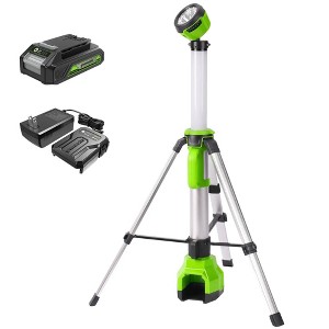 Greenworks POWERALL 24V Cordless 2200 Lumens 2 in 1 Standing Light Kit with 2.0Ah Battery and Charger - 1 of 3