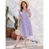 Clearlove Women Plus Size Wrap V Neck Short Sleeve Dress Pleated Hem Belt Dress Elegant Midi Dress - 2 of 4