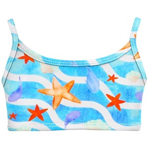 City Threads USA-Made Girls UPF 50+ Printed Bikini Swim Top - 1 of 4
