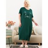 Agnes Orinda Women's Plus Size Cute Cat Print Short Sleeve with Pockets Nightgowns - 3 of 4