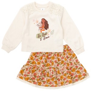 Disney Floral Girls Fleece Sweatshirt and Skirt Outfit Set Toddler - 1 of 4