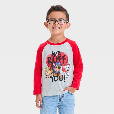 Toddler PAW Patrol "We Ruff You" Valentine's Long Sleeve T-Shirt - Gray