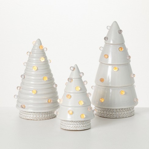 Illuminated Ceramic Tree White 11.5h Ceramic Set Of 3 : Target