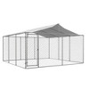 Outdoor Large Dog Kennel Chain Link Dog House with Roof, 177.6"D x 177.6"W x 91.2"H - 3 of 4
