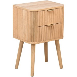 Nordlys 2-Drawer Natural Solid Wood Nightstand Classic Style Bedroom - 1 of 4