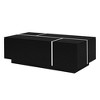 JUJABU 47.2''-72.7'' Multi-Functional Extendable Coffee Table with High-Gloss Finish, 2 Hidden Storage Space and 2 Drawers for Living Room - Black - 2 of 4