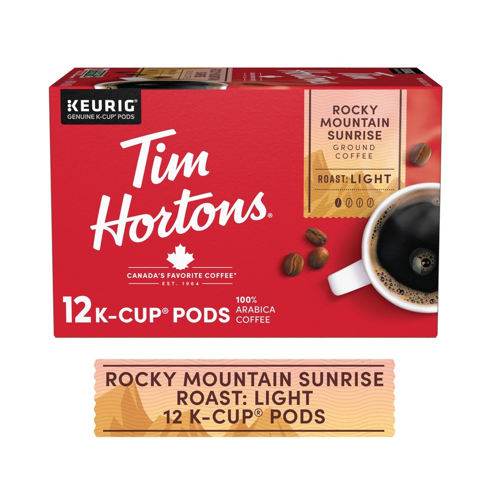 Photos - Coffee Tim Hortons Medium Roast Rocky Mountain Sunrise Blend Keurig K-Cup - 12 Ct