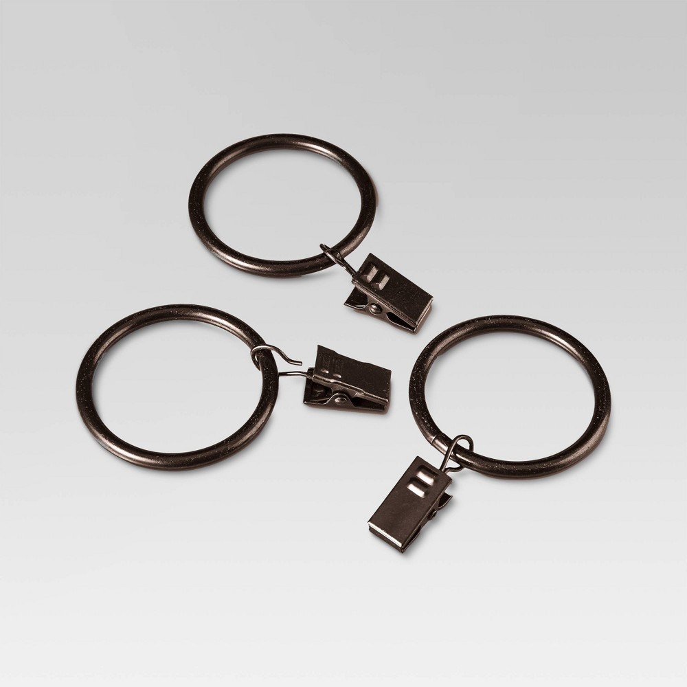 1.5" Curtain Clip Rings Set Oil Rubbed Bronze - Threshold™ 6pcs 6 pack 