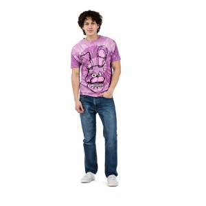 Five Nights At Freddy's Bonnie Face Men's Purple Spiral Spiral Tie-Dye Crew Neck Short Sleeve T-shirt - 1 of 2