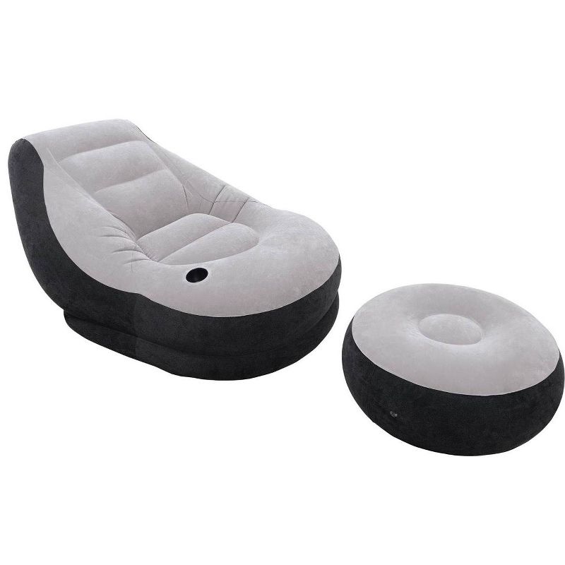 Intex 120V AC Electric Air Pump & Inflatable Ultra Lounge Chair And Ottoman Set, 1 of 8