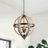 LNC Timeless 3-Light 15.7" Farmhouse/Rustic Small Globe Chandelier,Brushed Black and Weathered White Wood Tone - 2 of 4