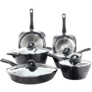 Gibson Soho Lounge Diamond 10 Piece Ceramic Nonstick Aluminum Cookware Set in Black - 1 of 4