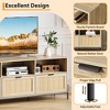 TV Stand for 75 inch TV, Entertainment Center with Storage, 65 Inch TV Console Table with 3 Drawers, Rattan Media Console Cabinet with Metal Legs - 3 of 4