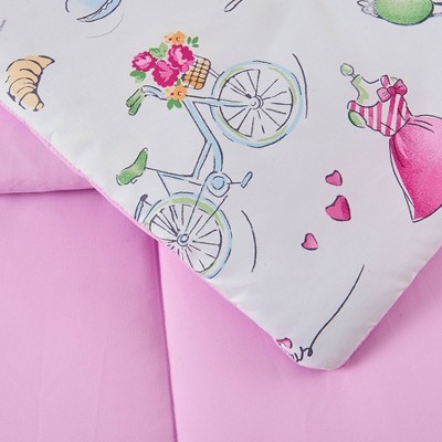 Pretty in Paris Pink Microfiber Twin Comforter Set
