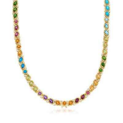 Ross-Simons 21.80-24.30 ct. t.w. Multi-Gemstone Necklace in 18kt Gold Over Sterling