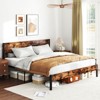 Safstar King Bed Frame with Tall Industrial Headboard Heavy-Duty Metal Slats Support - 3 of 4