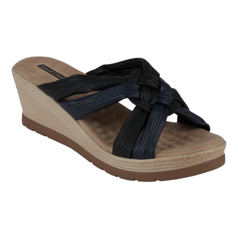 Gc Shoes Malia Embellished Cross Strap Comfort Slide Wedge Sandals : Target