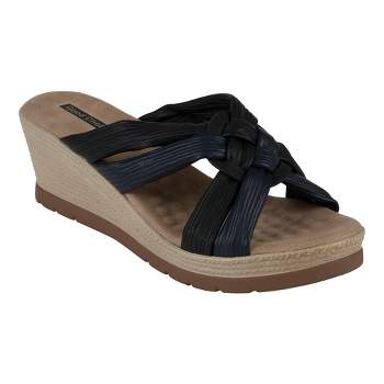 GC Shoes Caro Two-Tone Strappy Comfort Slide Wedge Sandals