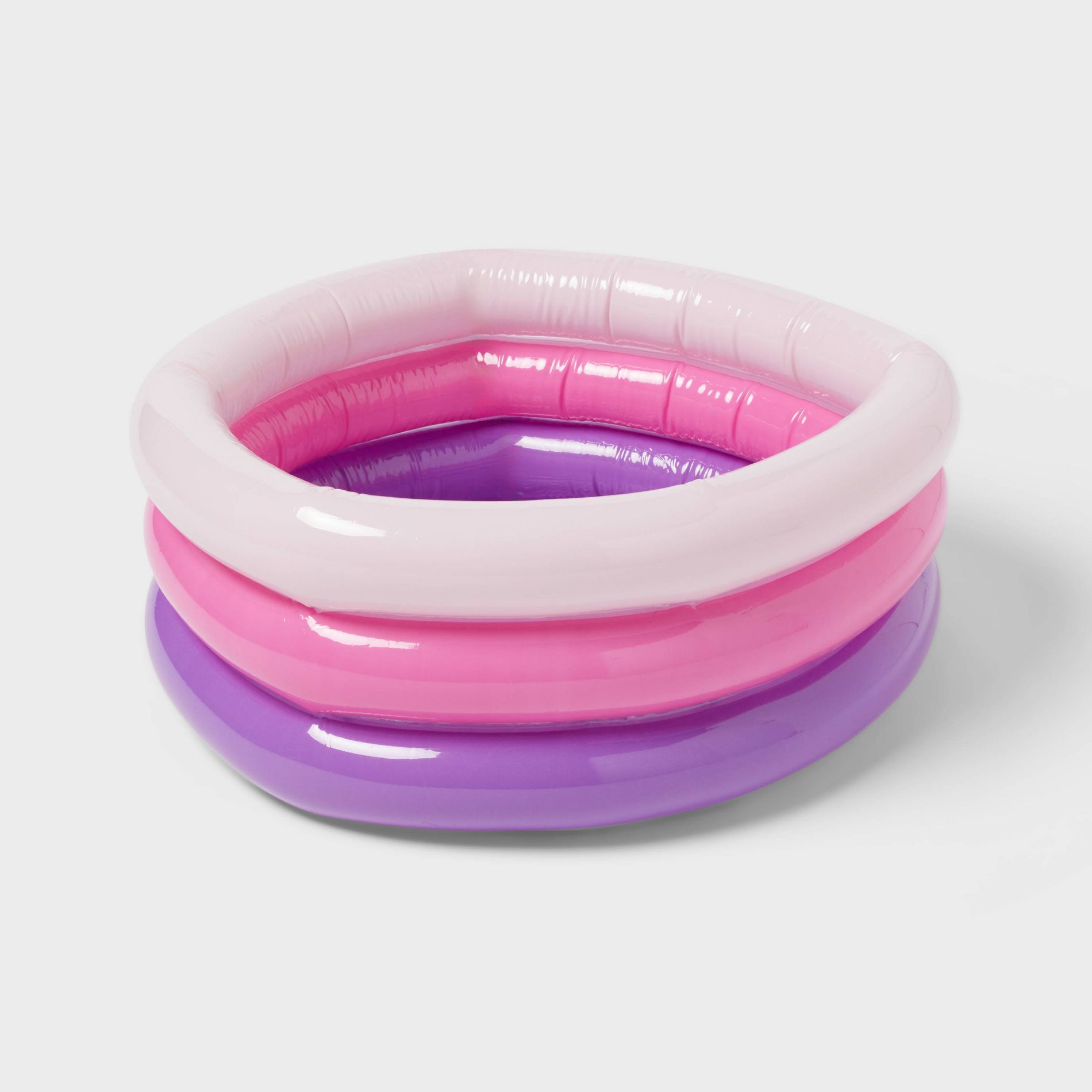 5.91'' x 1.97'' x 7.87'' Mini 3 Ring Pool 11 gal Round Kiddie Pool Pink - Sun Squad™: PVC Inflatable for Ages 2+