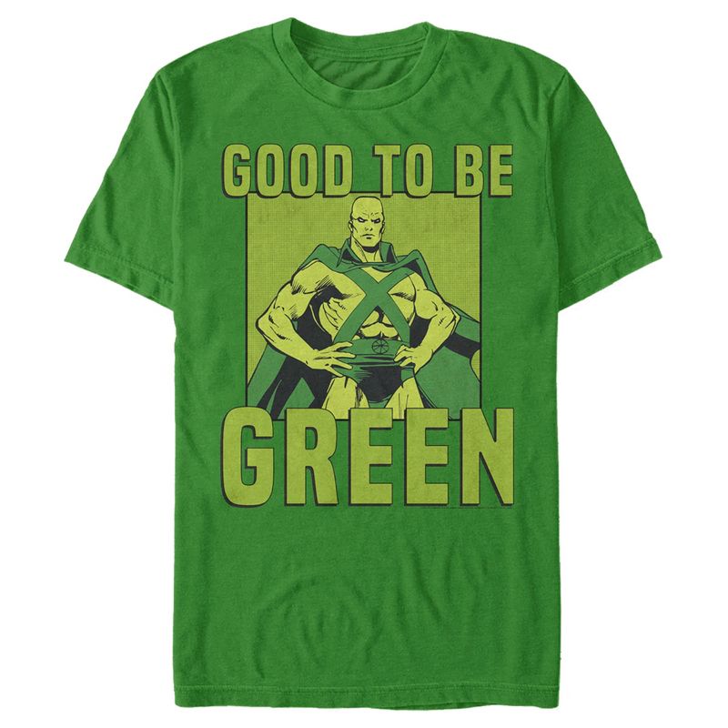 Men's Justice League St. Patrick's Day Martian Manhunter Good to be Green T-Shirt, 1 of 6